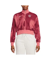 Nike Women's Pink Usmnt Phoenix Fleece Cropped Quarter-Zip Jacket