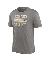 Nike Men's Heather Charcoal Milwaukee Brewers Cooperstown Collection Local Stack Tri-Blend T-Shirt