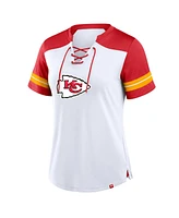 Fanatics Women's White/Red Kansas City Chiefs Foiled Primary Lace-Up T-Shirt