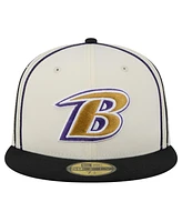 New Era Men's Cream Baltimore Ravens Soutache 59FIFTY Fitted Hat