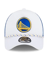 New Era Men's White/Royal Golden State Warriors Court Sport Foam A-Frame 9FORTY Adjustable Trucker Hat