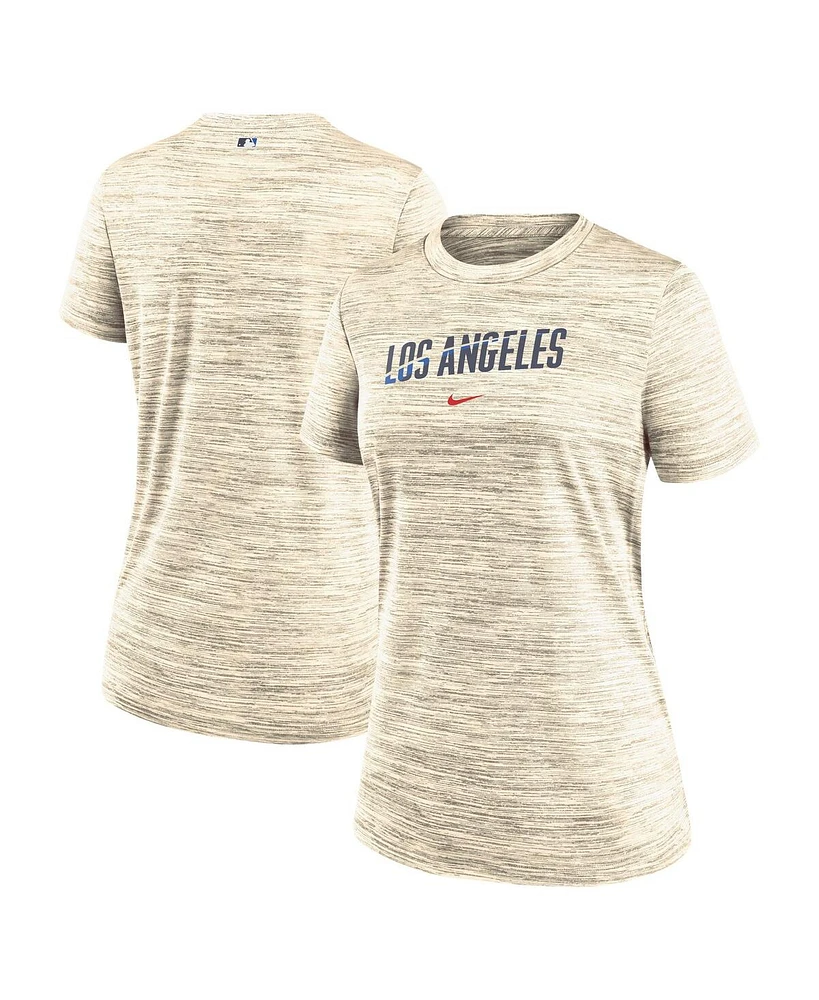 Nike Women's Cream Los Angeles Dodgers 2024 City Connect Authentic Collection Practice Velocity Performance T-Shirt