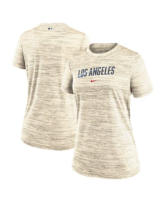 Nike Women's Cream Los Angeles Dodgers 2024 City Connect Authentic Collection Practice Velocity Performance T-Shirt