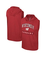 Colosseum Men's Red Wisconsin Badgers Varsity Sleeveless Hoodie Tank Top