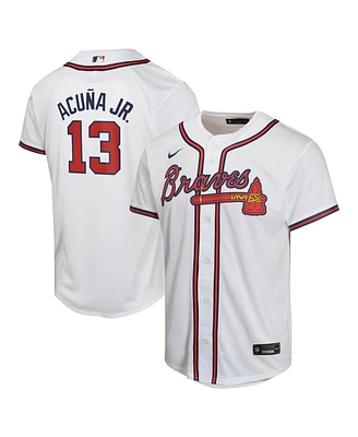 Nike Big Boys and Girls Ronald Acuna Jr. White Atlanta Braves Home Game Player Jersey