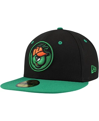 New Era Men's Black Greensboro Grasshoppers Authentic Collection 59FIFTY Fitted Hat