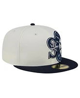 New Era Men's Cream/Navy Seattle Mariners Lonestar 59FIFTY Fitted Hat