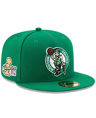 New Era Men's Kelly Green/ Boston Celtics 2024 Nba Finals Champions Side Patch 59FIFTY Fitted Hat