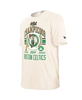 New Era Men's Cream Boston Celtics 2024 Nba Finals Champions Victory Chrome T-Shirt