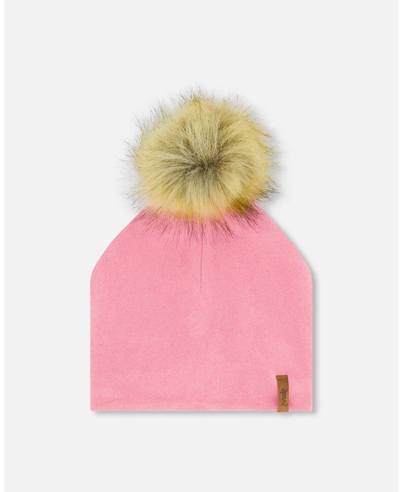 Deux par Girl Mid-Season Jersey Detachable Pompom Hat Candy Pink - Toddler|Child