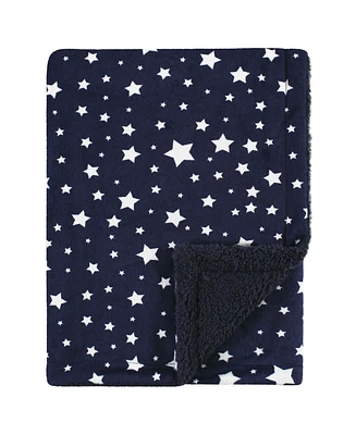 Hudson Baby Unisex Baby Plush Blanket, Navy Star, One Size