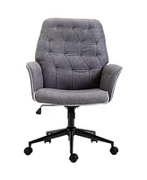 Homcom Modern Mid-Back Home Office Computer Adjustable Chair w/ Padded Arms, Dark Grey