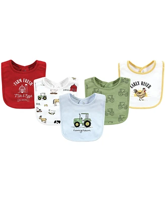 Hudson Baby Infant Boys Cotton Bibs, Boy Farm, One Size