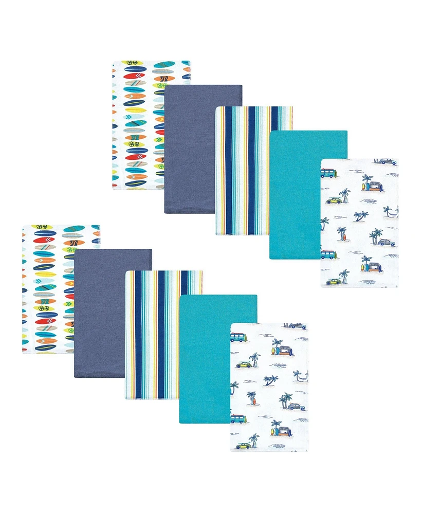 Hudson Baby Infant Boy Cotton Flannel Burp Cloths, Surfer Dude, One Size - Assorted Pre