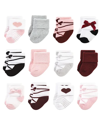 Hudson Baby Girls Cotton Rich Newborn and Terry Socks