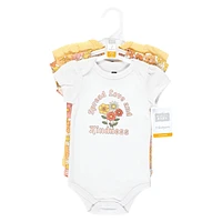 Hudson Baby Girls Cotton Bodysuits, Peace Love Flowers, Newborn