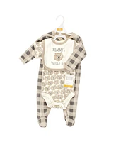 Hudson Baby Boys Cotton Sleep and Play, Bodysuit Bandana Bib Set