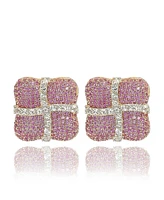 Suzy Levian New York Pink Sapphire & Lab-Grown White Sapphire Wrapped Cushion Drop Stud Earrings in Sterling Silver by Suzy Levian