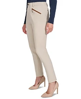 Tommy Hilfiger Women's Faux-Leather-Trim Ankle Pants