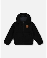 Deux par Deux Toddler Boys Reversible Sherpa Jacket Black - Toddler|Child