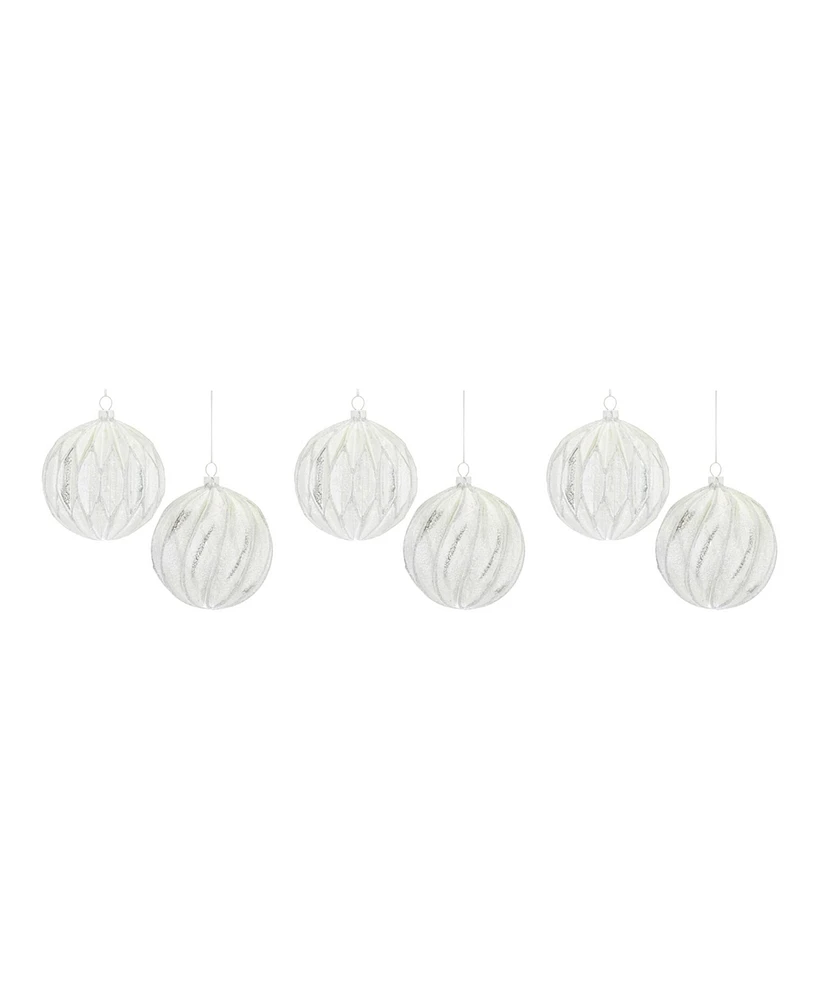 Slickblue Ribbed Mercury Silver Glass Ball Ornament (Set of 6)