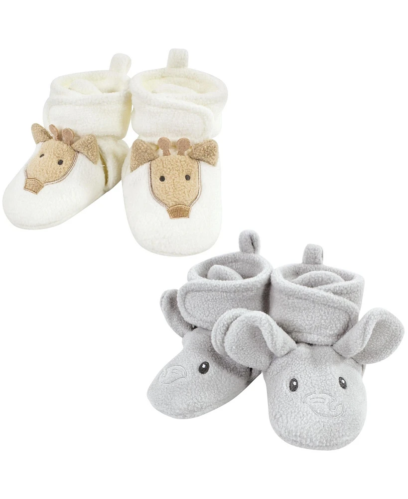 Hudson Baby Boys Unisex Animal Fleece Booties 2-Pack