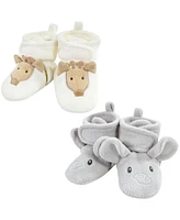 Hudson Baby Boys Unisex Animal Fleece Booties 2-Pack