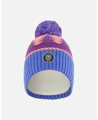 Deux par Girl Knit Hat Mauve Pine And Blue - Toddler|Child