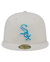 New Era Men's White Chicago Sox Stone Mist 59FIFTY Fitted Hat