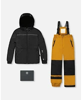 Deux par Big Boys Two Piece Snowsuit Black And Spice