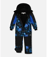 Deux par Big Boys One Piece Technical Snowsuit Black Printed Storm