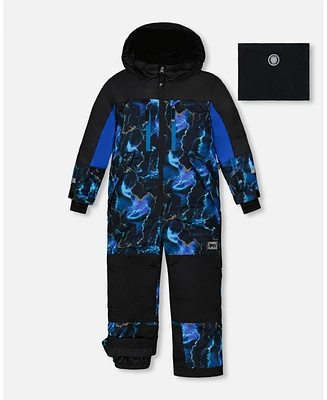 Deux par Big Boys One Piece Technical Snowsuit Black Printed Storm