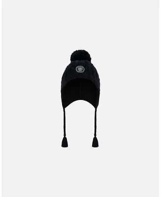 Deux par Deux Kids Unisex Peruvian Knit Hat Black - Toddler|Child