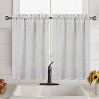 Caromio Linen Blend Kitchen Tier Window Curtain Pair, 52" x 24"
