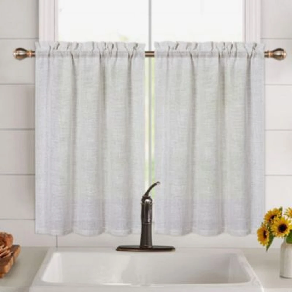 Caromio Linen Blend Kitchen Tier Window Curtain Pair 52 X 24