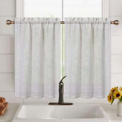 Caromio Linen Blend Kitchen Tier Window Curtain Pair 52 X 24