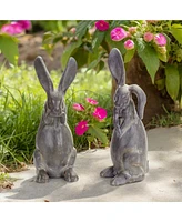 Slickblue Long Ear Stone Rabbit Garden Statue (Set of 2)