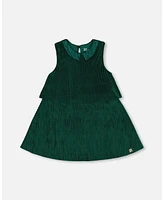 Deux par Toddler Girls Sleeveless Dress With Eyelet Collar Forest Green - Toddler|Child