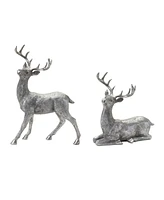 Slickblue Silver Deer Statue (Set of 2)