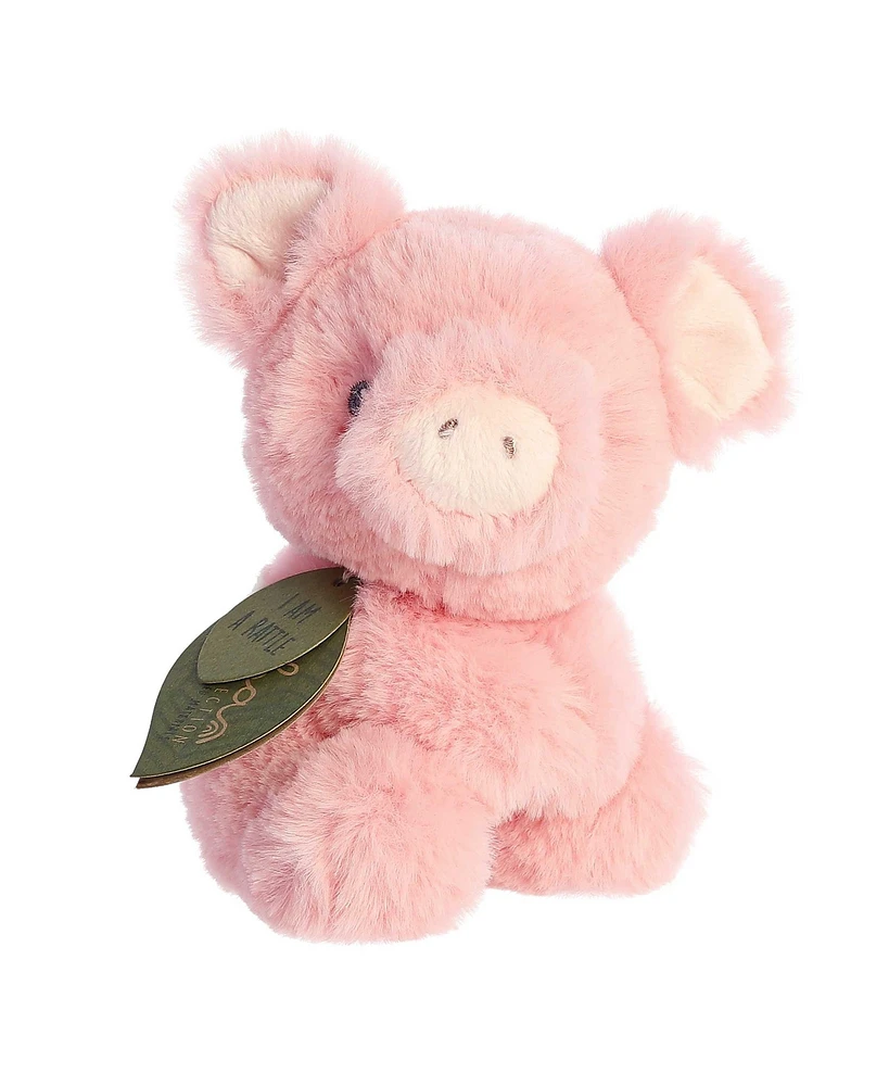 ebba Small Piglet Rattle Eco Eco-Friendly Baby Plush Toy Pink 6"