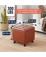 Ornavo Home Crawford Tufted Square Storage Ottoman with Lift Off Lid