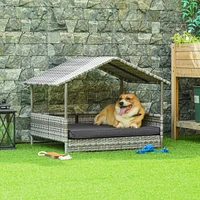 Streamdale Furniture Elevated Outdoor Dog Bed with Canopy & Removable Cushion