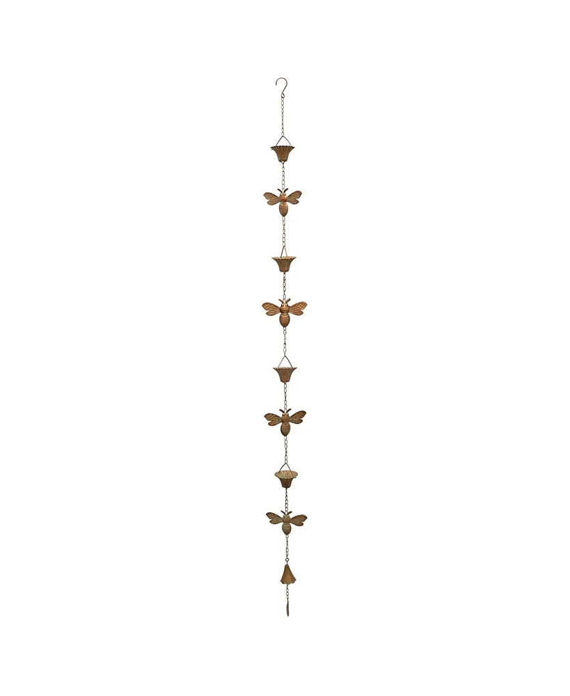 Slickblue Iron Bumble Bee Rain Chain 66.5”L