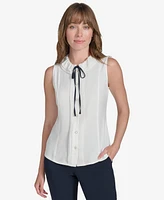 Tommy Hilfiger Women's Sleeveless Tie-Neck Blouse