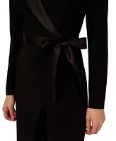 Adrianna Papell Women's Long-Sleeve Tuxedo Jumpsuit