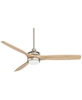 52" Windspun Modern 3 Blade Indoor Ceiling Fan with Dimmable Led Light Remote Control Brushed Nickel Natural Wood for Living Kitchen House Bedroom Fam