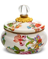 Mackenzie-Childs White Flower Market Enameled Steel Squashed Pot