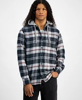 Sun + Stone Men's Lars Hooded Plaid Shirt, Created for Macy's