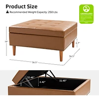 Constantine Modern Storage Tufted Cocktail Ottoman with Solid Wood Legs
