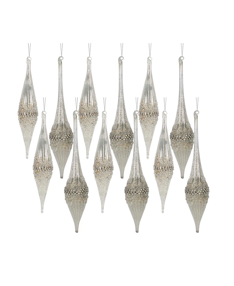 Slickblue Sparkling Glass Drop Ornaments (Set of 12)